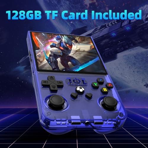 R36MAX Retro Handheld Game Console,128GB Open Source System Support 30+ Emulator Console,4.0 Inch IPS Screen Retro Gaming Console,4000mAh Battery,Portable Video Game Console for Christmas (Blue) 2