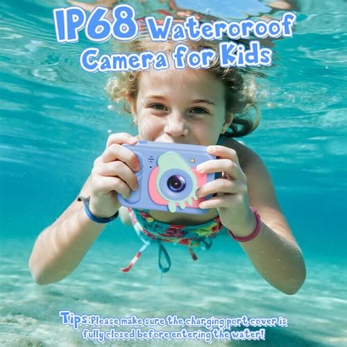 Underwater Camera, 48MP 5FT Waterproof Digital Camera with 32GB Card, Autofocus Floatable Waterproof Camera with HD Screen, 8X Digital Zoom, for Kids Water Park, Swimming (Foot Style, Blue) 2