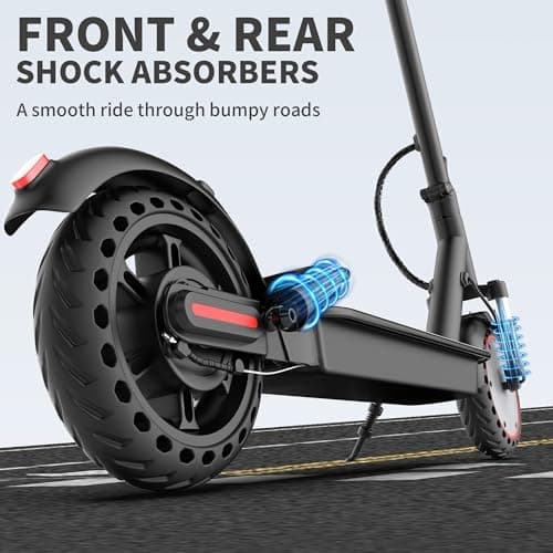 Electric Scooter Adults, Foldable 8.5" Solid Tires E Scooter with Dual Suspension, 16 Mph, 350W Motor, Kick Scooters Max 16 Miles Long Range for Commuting, Electric Scooter for Adults, APP Control 2