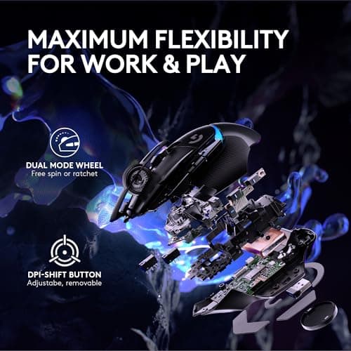 Logitech G502 X Plus Wireless Gaming Mouse - LIGHTSPEED Optical, LIGHTFORCE Switches, LIGHTSYNC RGB, HERO 25K Sensor for PC/Mac - Black 5