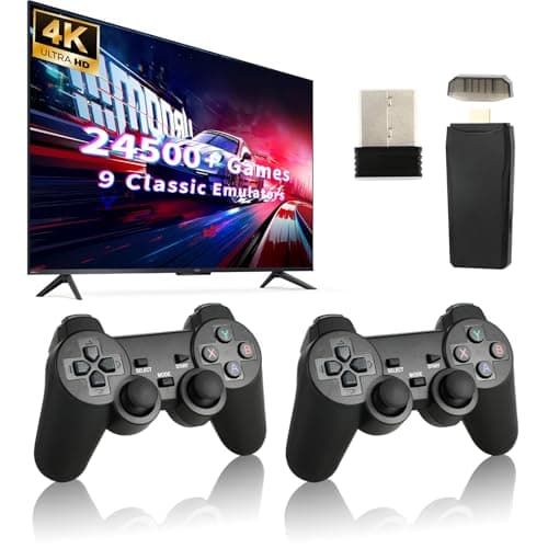 Retro Game Console, Wireless Retro Game Console, Built-in 9 Emulators, 4K HDMI Output, Dual 2.4GHz, Built-in 24500 Games, Plug and Play Video Games, Black