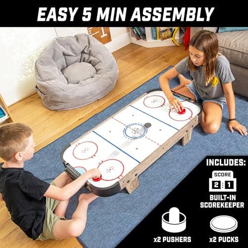 GoSports 40 Inch Table Top Air Hockey Game for Kids - Oak 5