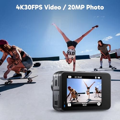 AKASO Brave 7 LE 4K30fps Action Camera with 64GB MicroSDXC U3 Memory Card Accessories Kit Bundle Ultra HD 131FT Waterproof Camera EIS 2.0 WiFi Remote Control Zoom Underwater Camera 2