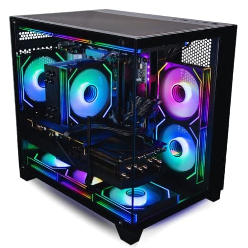 Panorama Gaming Desktop PC (NVD RTX 5060Ti, AMD Ryzen 7 5700X Processor, 32GB DDR4 RAM, 2TB NVMe M.2 SSD, WiFi 6E + BT, HDMI + DP, KB&M, Windows 11 Pro Best 2025 RGB Prebuilt Tower Computer for Gamers 3