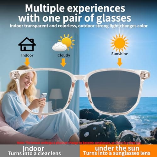 Giinova Ai Smart Glasses Bluetooth 5.4 with Translation for Men Women 160+Languages Color-Change Lens Chat GPT Assistant Free App Translator Glasses Meeting,Driver,Travel 3