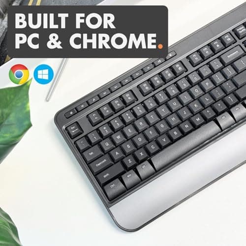 X9 Wired Keyboard - Comfortable Typing - Ergonomic Full Size USB Keyboard with Wrist Rest, Number Pad, Multimedia and 114 Keys - External Computer Keyboard for Laptop, Desktop and Office PC 5