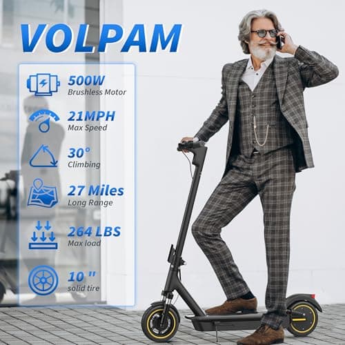 Electric Scooter, 500W Motor, 10" Solid Tires, 28 Miles Range, Dual Suspensions, 22 Mph Max Speed, Foldable Commuter E Scooter for Adults, Dual Brake, APP Control 2
