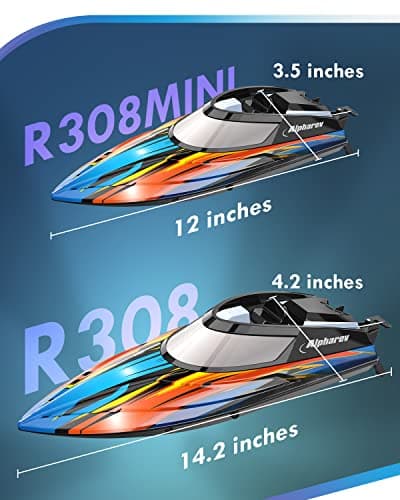 ALPHAREV RC Boat with Case R308MINI 2 Packs 20+ MPH Remote Control Boat for Pools and Lakes, 2.4 GHZ RC Boats for Adults and Kids 2