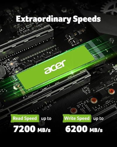 acer FA200 NVMe Gen4 SSD 2TB, PCIe 4.0, M.2 2280, Read Speeds Up to 7200MB/s, Internal Solid State Drive for Laptop, Desktop PC and PS5 Upgrade - BL.9BWWA.125 2