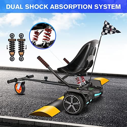 Flytraks K2 Self-Balancing Scooter Go Kart with Rear Shock Absorption, Balancing Scooter Seat Attachment Accessory for 6.5" 8" 10" Hover Board, Adjustable Frame Length & Off-Road Rubber Wheel 2