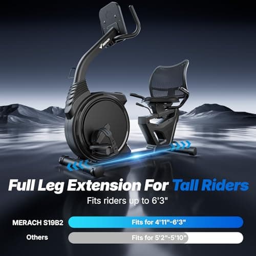 MERACH Recumbent Exercise Bikes for home, Light Commercial Recumbent Exercise Bike for Seniors Adults, Magnetic Recumbent Stationary Bike with Exclusive Apps, LCD, Heart Rate Handle 4