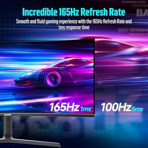 Gawfolk 34 Inch Ultrawide Curved Gaming Monitor, 1500R PC Screen UWQHD 3440x1440, 165hz Curved Computer Screen with FreeSync, Multi-Directional Adjustable Base 3