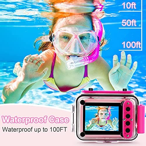 GKTZ Kids Camera - Waterproof Underwater Camera for Kids, Christmas Birthday Gifts for Girls Age 3-12, 1080P HD Children Digital Action Camera, Pool Toys for Kids Age 4-12 2