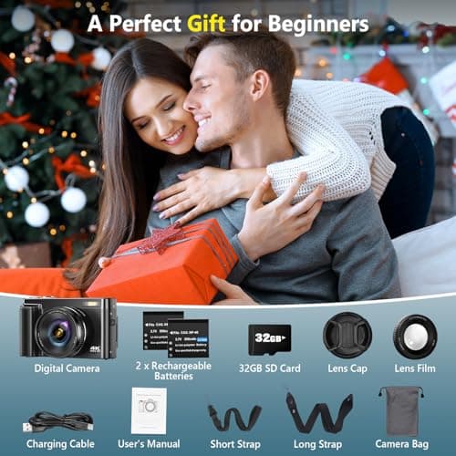 4K Digital Camera for Photography Autofocus, Upgraded 64MP WiFi Vlogging Camera for YouTube with 3" 180° Flip Screen, 16X Zoom, Compact Travel Cameras for Beginners with 32GB Card, 2 Batteries, Black 5