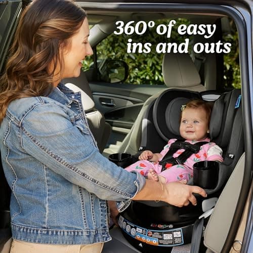 Graco EasyTurn 360 2-in-1 Convertible Car Seat, 360 Degree Rotating Infant to Toddler Rotating Car Seat, 2 Modes Forward and Rear Facing, Slim Design, Cyran 4
