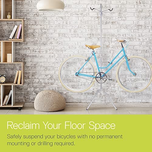Delta Cycle Two Bike Gravity Pole Stand Garage, 2 Bike Storage Rack, No Drilling Required, Fully Adjustable Vertical Bike Rack for Any Style Bicycle, Leaning Wall Bike Rack Holds Up to 60 lbs 4