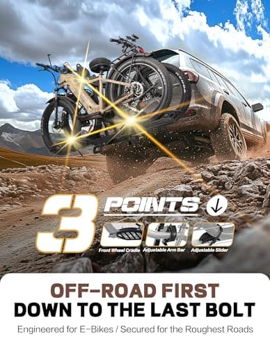 Young Electric E-Bike Rack with Ramp, Hitch 2 Bike Rack, 200 lbs Capacity Electric Bike Carrier, Foldable Platform Mount for Cars, Trucks, SUVs, Minivans, Up to 5-Inch Fat Tire for 2'' Receiver 5