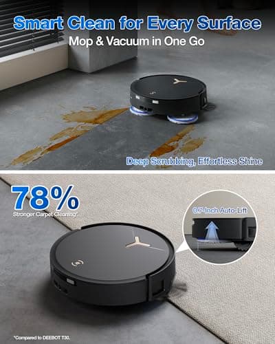 ECOVACS DEEBOT T50 MAX PRO Omni Robot Vacuum and Mop, 18,500Pa Blast Suction, 18mm Auto-Lift, ZeroTangle &TruEdge 2.0, AIVI 3.0 Obstacle Avoidance, Auto Hot Water Mop Wash/Dry/Refill, Self-Emptying 3