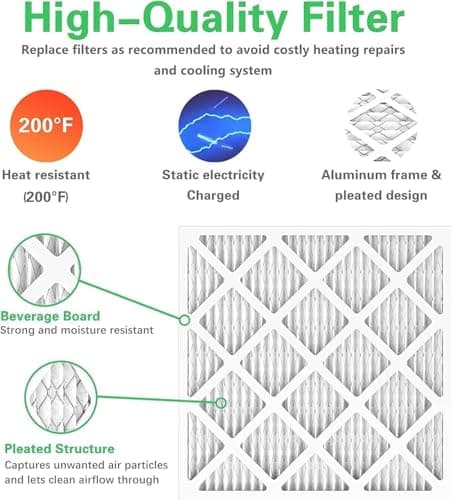 JASENG 10x10x1 Furnace Air Filters 4 Pack, MERV 8 MPR 600 & FPR 5 Filtering, HVAC Air Filter Replacement (exact dimensions: 9 3/4"x9 3/4"x3/4") 4