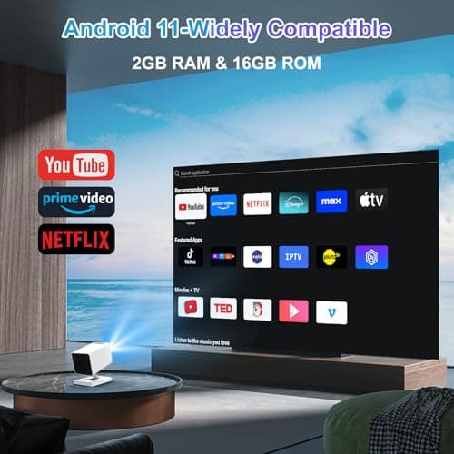 Mini Projector with WiFi and Bluetooth｜Outdoor Portable Projector 1080P/4K Support｜Smart Projector with Auto Keystone Correction｜Home/Movie Projector for Phone/TV Stick/Laptop｜2025 US Version 2