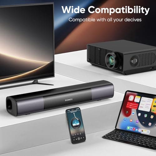 RIOWOIS Sound Bar for Smart TV, Bass Boost and Crisp Vocals,Bluetooth Soundbar for TV/PC/Gaming/Projectors,Optical/AUX/Wall Mount,17inch 4