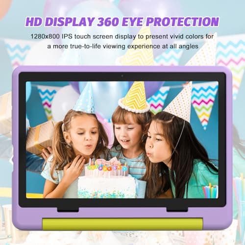 URAO Kids Tablet, Android 14 Tablet for Kids 10 inch Octa-Core with Case, 64GB 1TB TF Card Expandable for Toddler Children, Parental Control, Dual Camera, WiFi,Gift 2