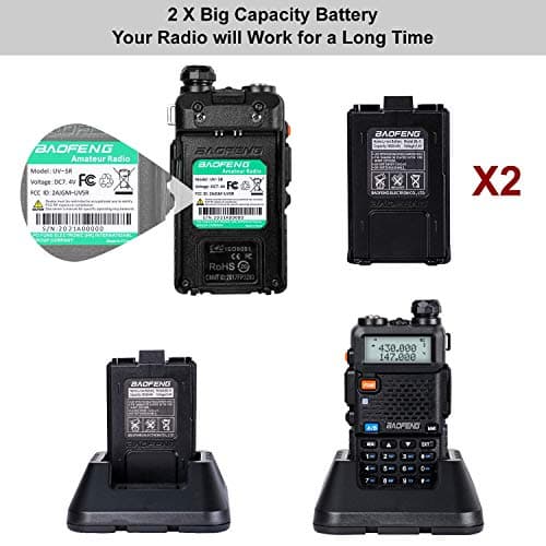 BaoFeng UV-5R 8 Watt Ham Radio BaoFeng Radio with Extra 1800mAh Battery and 771 Antenna Dual Band Ham Radio Handheld Includes Full Kit Walkie Talkie 3