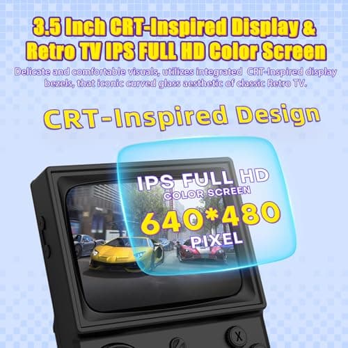 R36T Retro Gaming Console, 3.5'' IPS Screen CRT-Inspired, Handheld Game Console with 18000+ Classic Games Supports WiFi Networked Fighting and OTG, 3500mAh Battery, with Portable Case(Black 64GB) 4