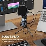 TONOR TC-777 Podcast Microphone, USB Computer Microphone, Cardioid Condenser PC Mic with Tripod Stand and Pop Filter for Podcasting, Streaming, Vocal Recording, Compatible with PC & Laptop, PS4/5 4