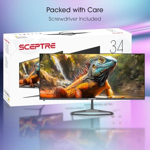 New! Sceptre 34-inch Prime Monitor 3440 x 1440 up to 115Hz 103% sRGB DisplayPort HDMI Build-in Speakers, Machine Black 2026 (E345W Series) 3