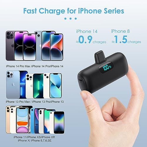 [2 Pack]Small Portable Charger for iPhone,Upgraded 5000mAh PD Fast Charging Power Bank,Cute Mini Portable Phone Charger Battery Pack Compatible with iPhone 14/14 Pro Max/13/13 Pro/12 Pro/11/XR/X/8 etc 3
