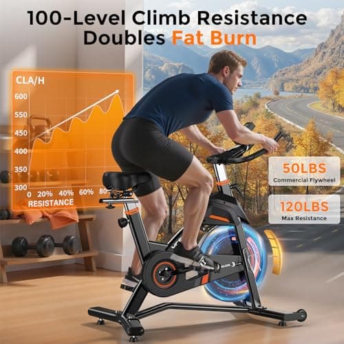 YOSUDA Magnetic Exercise Bike,Stationary Bikes for Home with Exclusive App, 400 lbs Weight Capacity & 50 lbs Flywheel, Indoor Cycling Bike with Tablet Holder & Adjustable Seat and Handlebars 2