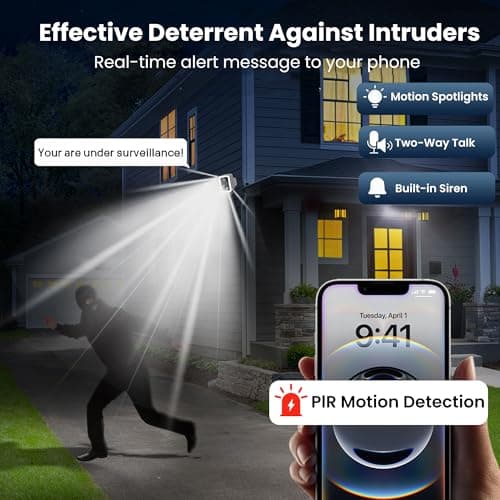 2K Security Cameras Wireless Outdoor, Free Cloud Storage, Integrated Spotlight & Siren, AI Motion Detection, 2-Way Audio, 1-6 Months Battery Life, Cameras for Home Security Support 5GHz WiFi, IP66 3