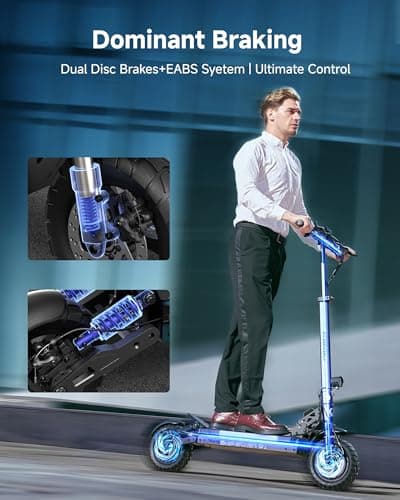 ECOROAD Electric Scooter Adults ES6, 1000W Motor & 31MPH Portable E-Scooter, Up to 31 Miles Range, 10" Off-Road PneumaticTires, Dual Suspension & Brakes System, RGB Lights & APP Control 3