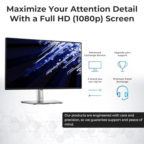Dell P2425H Computer Monitor Screen 24" 16:9 IPS Display with Stand - 1 Year Warranty, 100Hz Full HD, 1920 x 1080 with Power Cable, DisplayPort, HDMI, USB 3.0 Upstream Cable & Cloth - New 4