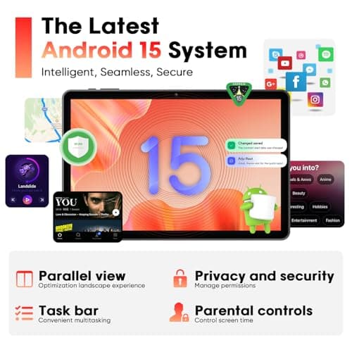 Raemond Android 15 Tablet 10 Inch with Keyboard Mouse, Octa-core CPU,RAM 18GB, ROM 128GB (Up to 1 TB), 800x1280 Widevine L1, WiFi 6 & Bluetooth 5.4, Dual Speakers, 5MP+8MP, 6000mAh, GPS 3