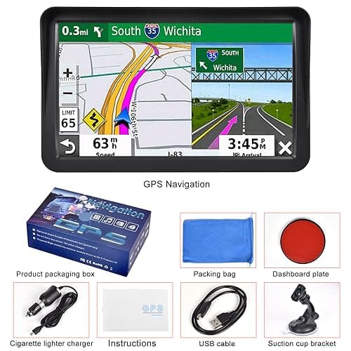 GPS Navigator for Car Truck Navigator - Navigation System 9 Inch Touchscreen, 2025 US/CA/MX Offline Maps Lifetime Free Update, Voice Guidance, Speed Cam Warning, Vehicle RV GPS para carros Trucker 7