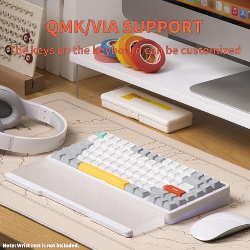 nuphy Halo75 V2 Mechancial Gaming Kyeboard,75% Wireless Hot Swappable Bluetooth Keyboard,83 Kyes RGB Backlit Keyboard,Support Bluetooth/2.4GHz/USB-C (White, Raspberry (46gf)) 2