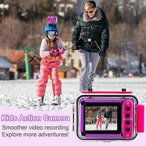 GKTZ Kids Camera - Waterproof Underwater Camera for Kids, Christmas Birthday Gifts for Girls Age 3-12, 1080P HD Children Digital Action Camera, Pool Toys for Kids Age 4-12 4