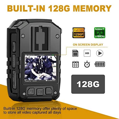 CammPro I826 1296P HD Police Body Camera,128G Memory,Waterproof Body Worn Camera,Premium Portable Body Camera with Audio Recording Wearable,Night Vision,GPS for Law Enforcement 2