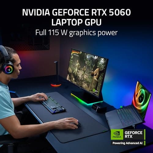 Razer Blade 14 (2025) Gaming Laptop: NVIDIA GeForce RTX 5060 - AMD Ryzen AI 9 365 CPU - 3K 120Hz OLED Display - 16GB LPDDR5X RAM - 1TB SSD - Thin & Lightweight - Chroma RGB - Windows - Black 3