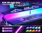 ODK 48 Inch Gaming Desk with USB Charging Ports and LED Lights, Reversible L Shaped Computer Desk with Storage Shelves & Monitor Stand, Corner Gamer Desk Table with Power Outlets, Black 5