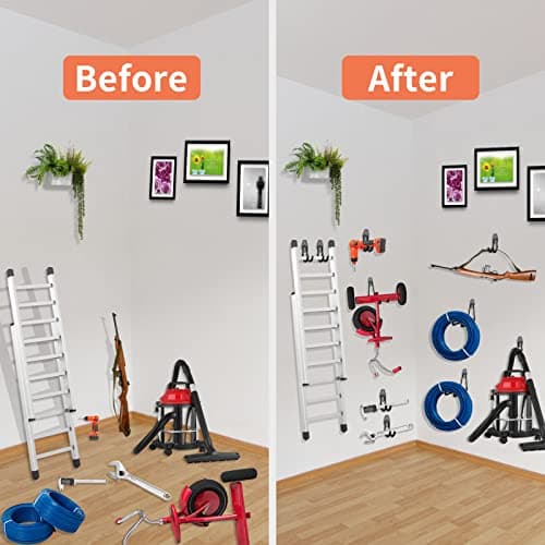 HUPBIPY 12 Pack Garage Hooks Heavy Duty Utility Steel with Anti-Slip Coating Wall Mount Storage Organizer for Hanging Power and Garden Tools, Ladders, Hose, Bikes, Ropes, Bulk Items, and More 6