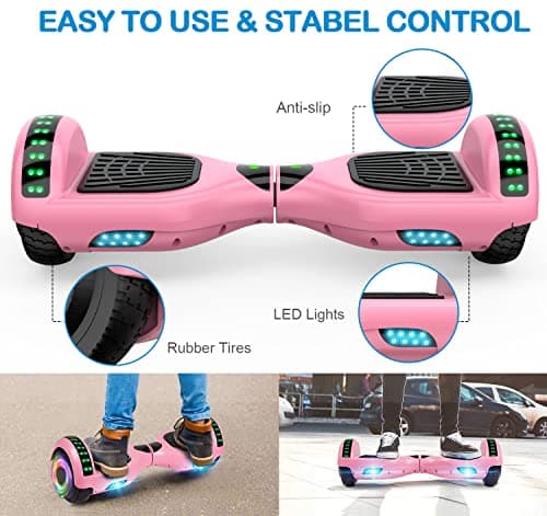 CBD Scooter with Corlorful LED Lights,6.5" Wheels, Dual 300W Motor Scooter for Kids Girls Boys Adults, All Ages(A03-Pink) 3