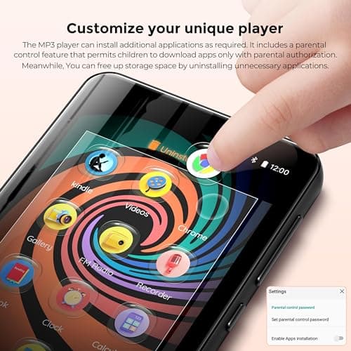 160GB MP3 Player with Bluetooth and WiFi, innioasis Music Player with Spotify,Pandora,Amazon Music,4" Touch Screen Android MP4 MP3 Player for Kids with Libby,Audible,Spotify Kids(Black) 4