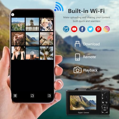 4K Digital Camera for Photography, 64MP Vlogging Camera for YouTube with 3" 180° Flip Screen, 18X Digital Zoom Point and Shoot Camara with 32GB Micro SD Card for Beginner (Black) 2