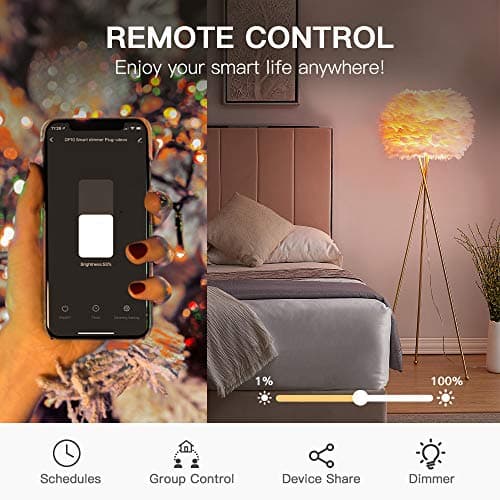 TREATLIFE Smart Dimmer Plug Outdoor Smart Plug Works with Alexa and Google Home, Light Dimmer APP Remote Control, Max Power 400W, IP44 for Dimmable Outdoor String Lights, Floor Lamp, Table Lamp 5