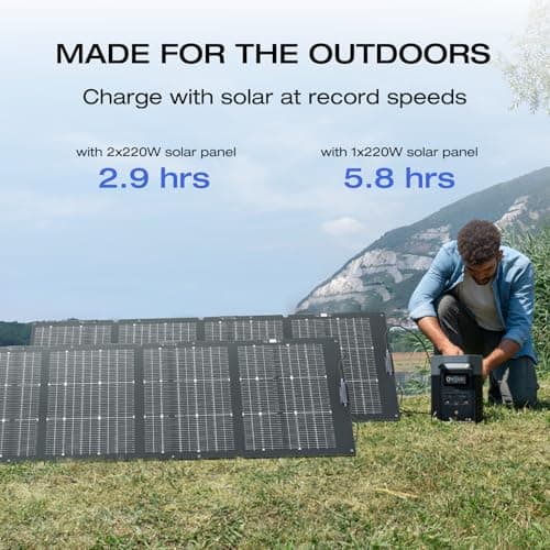 EF ECOFLOW Solar Generator DELTA 2 with 220W Solar Panel, 1024Wh LFP(LiFePO4) Battery, 1800W AC/100W USB-C Output, Fast Charging Portable Power Station for Home Backup Power, Camping & RVs 2