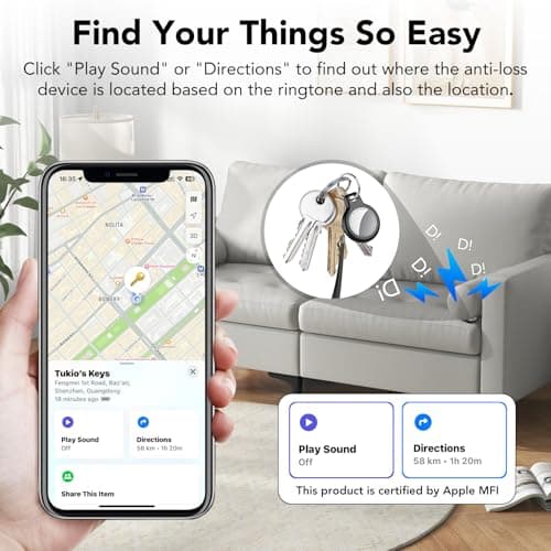 2025 New [Apple MFi Certified] (iOS Only) Air Tracker Tags-4 Pack, Bluetooth Tracker for Apple Find My, Replaceable Battery, Key Finder and Item Locator Smart Tag for Keys, Bags, Luggage, Wallet, etc 3