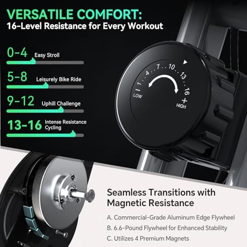 Foldable Exercise Bike Stationary Bikes for Home, 5 IN 1 Indoor Workout Bike, with 16-Level Quiet Magnetic Resistance, 6.6 LBS Flywheel and 300LBS Capacity, 2025 Designed 817 X-bike 2